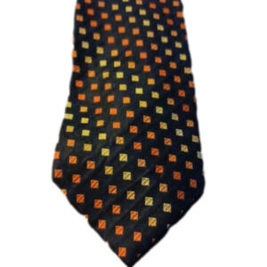 STRUCTURE Blue, Gold and Orange Silk Mens Necktie